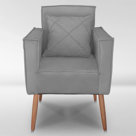 Cadeira Poltrona para Sala Quarto Confortável e Reforçada Minimalista Contemporânea:cinza