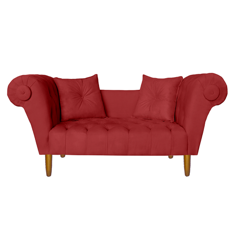 Namoradeira Recamier Sofá Decorativo 02 Lugares Dubai Suede Vermelho - Incasa Decor