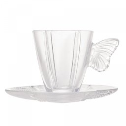Kit 4 Xícaras Chá Vidro Pires Butterfly 180ml Wolff - 3