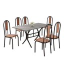 Ver imagem 2 de Conjunto Sala de Jantar Mesa Retangular 140x75cm Tampo Granito Topázio 6 Cadeiras Linda Yescasa