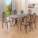 Ver imagem 1 de Conjunto Sala de Jantar Mesa Retangular 140x75cm Tampo Granito Topázio 6 Cadeiras Linda Yescasa