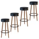 Ver imagem 1 de Kit 04 Banquetas Cozinha Londres Estofada D-33 com Pés de Madeira Couríssimo Preto - Desk Design