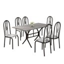 Ver imagem 2 de Conjunto Sala de Jantar Mesa Retangular 140x75cm Tampo Granito Topázio 6 Cadeiras Linda Yescasa