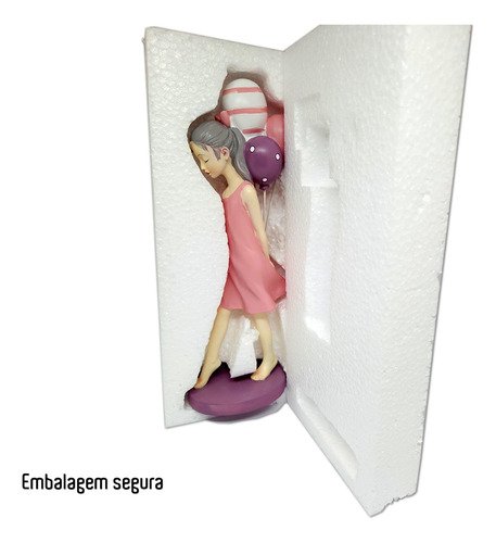 Estatueta Decorativa Enfeite Quarto de Menina Sala Sentada Rosa - 10