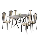 Ver imagem 2 de Conjunto Sala de Jantar Mesa Retangular 140x75cm Tampo Granito Topázio 6 Cadeiras Linda Yescasa