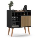 Ver imagem 5 de Aparador Buffet Florença Cantinho do Café com Adega com Porta de Correr - Preto com Ripado