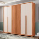 Ver imagem 3 de Guarda-roupa Casal New Comodus 6 Portas 6 Gavetas Ripado Freijo/off White - Caemmun