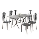 Ver imagem 2 de Conjunto Sala de Jantar Mesa Retangular 140x75cm Tampo Granito Topázio 6 Cadeiras Linda Yescasa Prata/Preto Floral