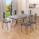 Ver imagem 1 de Conjunto Sala de Jantar Mesa Retangular 140x75cm Tampo Granito Topázio 6 Cadeiras Linda Yescasa