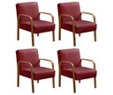 Ver imagem 1 de Kit 4 Poltronas Anita Conjunto Cadeiras Moderna Braço Madeira Vermelho Bordô 110