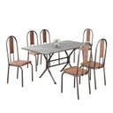 Ver imagem 2 de Conjunto Sala de Jantar Mesa Retangular 140x75cm Tampo Granito Topázio 6 Cadeiras Linda Yescasa