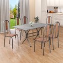 Ver imagem 1 de Conjunto Sala de Jantar Mesa Retangular 140x75cm Tampo Granito Topázio 6 Cadeiras Linda Yescasa