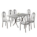 Ver imagem 2 de Conjunto Sala de Jantar Mesa Retangular 140x75cm Tampo Granito Topázio 6 Cadeiras Linda Yescasa