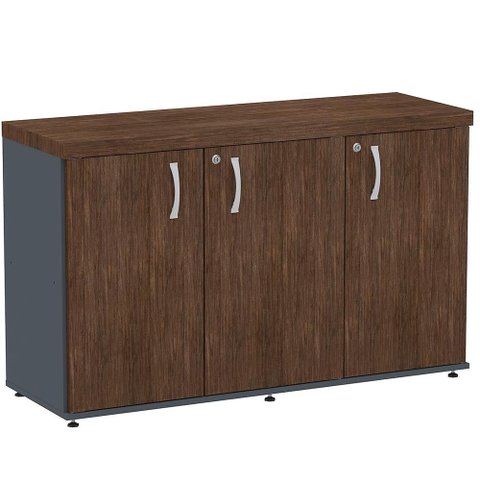 Armário Baixo Credenza Pe40 Pandin 121,50 Cm (largura) em Mdp Cor Embuia Terra e Grafito Três