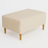 Kit 2 Puffs Bela Manu Madri Pés Palito Tecido Linho Bege - 3