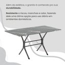 Ver mais imagens de Conjunto Sala de Jantar Mesa Retangular 140x75cm Tampo Granito Topázio 6 Cadeiras Linda Yescasa Prata/Creme