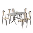 Ver imagem 2 de Conjunto Sala de Jantar Mesa Retangular 140x75cm Tampo Granito Topázio 6 Cadeiras Linda Yescasa
