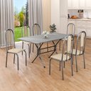 Ver imagem 1 de Conjunto Sala de Jantar Mesa Retangular 140x75cm Tampo Granito Topázio 6 Cadeiras Linda Yescasa