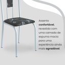 Ver imagem 6 de Conjunto Sala de Jantar Mesa Retangular 140x75cm Tampo Granito Topázio 6 Cadeiras Linda Yescasa Branco/Preto Floral