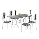 Ver imagem 2 de Conjunto Sala de Jantar Mesa Retangular 140x75cm Tampo Granito Topázio 6 Cadeiras Linda Yescasa Branco/Preto Floral