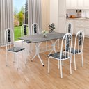 Ver imagem 1 de Conjunto Sala de Jantar Mesa Retangular 140x75cm Tampo Granito Topázio 6 Cadeiras Linda Yescasa