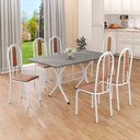 Ver imagem 1 de Conjunto Sala de Jantar Mesa Retangular 140x75cm Tampo Granito Topázio 6 Cadeiras Linda Yescasa