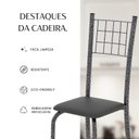 Ver mais imagens de Kit 4 Cadeiras Tubular 95x37x40 cm Dany Prata Preto/Martelado