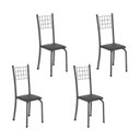 Ver imagem 1 de Kit 4 Cadeiras Tubular 95x37x40 cm Dany Prata Preto/Martelado