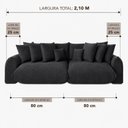 Ver imagem 4 de Sofá Retrátil 3 Lugares Veludo Armani 2,10 Mts Preto