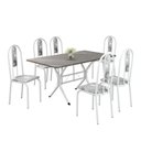 Ver imagem 2 de Conjunto Sala de Jantar Mesa Retangular 140x75cm Tampo Granito Topázio 6 Cadeiras Linda Yescasa Branco/Paraopeba