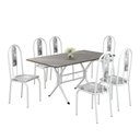 Ver imagem 2 de Conjunto Sala de Jantar Mesa Retangular 140x75cm Tampo Granito Topázio 6 Cadeiras Linda Yescasa