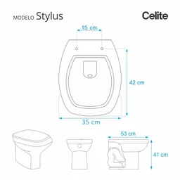 Assento Sanitário Poliéster Stylus Branco para vaso Celite - 3