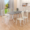 Ver imagem 1 de Conjunto Sala de Jantar Mesa Retangular 140x75cm Tampo Granito Topázio 6 Cadeiras Linda Yescasa