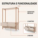 Ver imagem 4 de Closet Estilo Industrial Dallas 2 Gavetas e Suporte para Cabide Klm Móveis