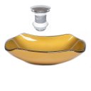 Ver imagem 1 de Cuba de Vidro Abaulada 51cm Dourado Real + Valvula Click