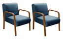 Ver imagem 2 de Kit 2 Poltronas Anita Conjunto Cadeiras Moderna Braço Madeira Azul 330
