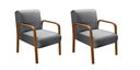 Ver imagem 1 de Kit 2 Poltronas Anita Conjunto Cadeiras Moderna Braço Madeira Cinza 320