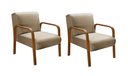 Ver imagem 1 de Kit 2 Poltronas Anita Conjunto Cadeiras Moderna Braço Madeira Marrom 150
