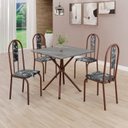 Ver imagem 1 de Conjunto Sala de Jantar Mesa Quadrada 70x70cm Tampo Granito Topázio 4 Cadeiras Linda Yescasa