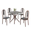 Ver imagem 2 de Conjunto Sala de Jantar Mesa Quadrada 70x70cm Tampo Granito Topázio 4 Cadeiras Linda Yescasa Marrom/Preto Floral