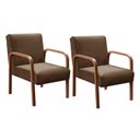 Ver imagem 1 de Kit 2 Poltronas Anita Conjunto Cadeiras Moderna Braço Madeira Marrom 260