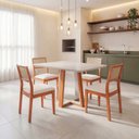 Ver imagem 1 de Conjunto Mesa Viena com 4 Cadeiras Madeira Maciça Estofad de Fibra Maya Espresso Móveis Off White/Ch