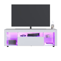 Rack para Tv até 60 Polegadas Estilo Gamer 1 Gaveta 2 Prateleiras em Vidro e Iluminação em Led Yesca - 7