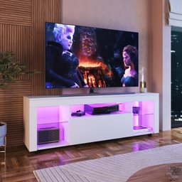 Rack para Tv até 60 Polegadas Estilo Gamer 1 Gaveta 2 Prateleiras em Vidro e Iluminação em Led Yesca - 6