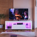 Ver imagem 1 de Rack para TV até 60 Polegadas com LED 160cm Gamer 1 Gaveta 2 Prateleiras em Vidro Yescasa Branco
