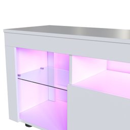 Rack para Tv até 60 Polegadas Estilo Gamer 1 Gaveta 2 Prateleiras em Vidro e Iluminação em Led Yesca - 8