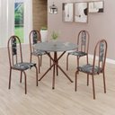 Ver imagem 1 de Conjunto Sala de Jantar Mesa Redonda 70cm Tampo Granito Topázio 4 Cadeiras Linda Yescasa Marrom/Preto Floral