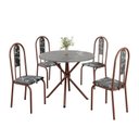 Ver imagem 2 de Conjunto Sala de Jantar Mesa Redonda 70cm Tampo Granito Topázio 4 Cadeiras Linda Yescasa Marrom/Preto Floral