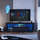 Ver imagem 1 de Rack para TV até 60 Polegadas com LED 160cm Gamer 1 Gaveta 2 Prateleiras em Vidro Yescasa Preto