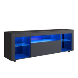 Rack para Tv até 60 Polegadas Estilo Gamer 1 Gaveta 2 Prateleiras em Vidro e Iluminação em Led Yesca - 11